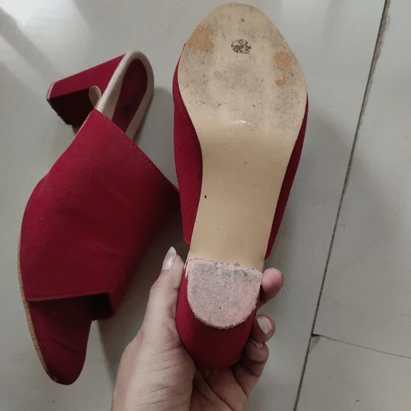 Velvet block heels in red size 37 fixed price - Picture 7 of 7